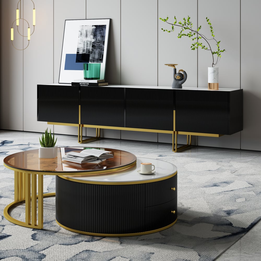 Auro Sintered Stone Fluted TV Console