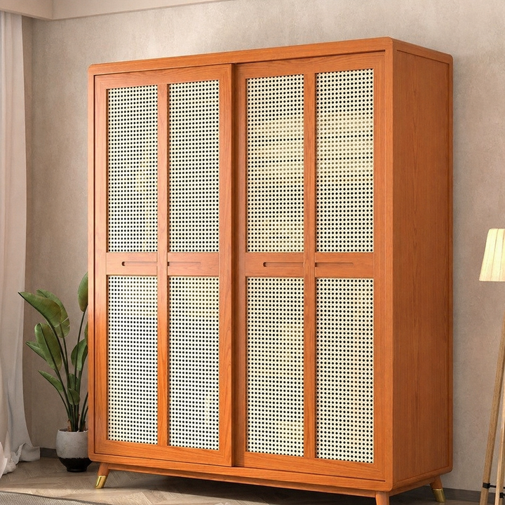 Dewi Japandi Rattan Wardrobe