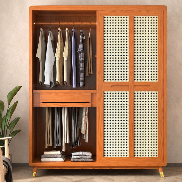 Dewi Japandi Rattan Wardrobe