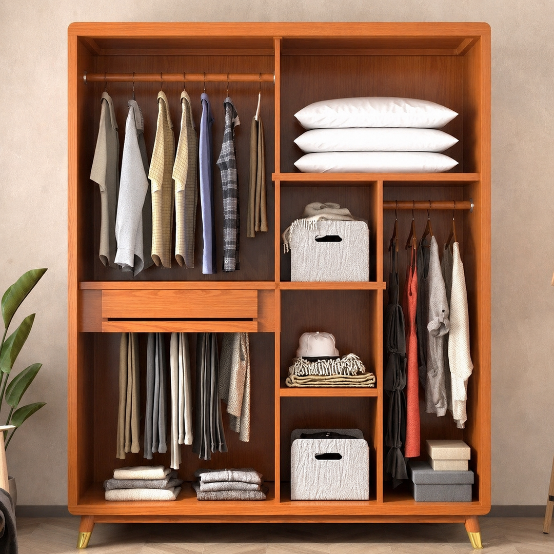 Dewi Japandi Rattan Wardrobe