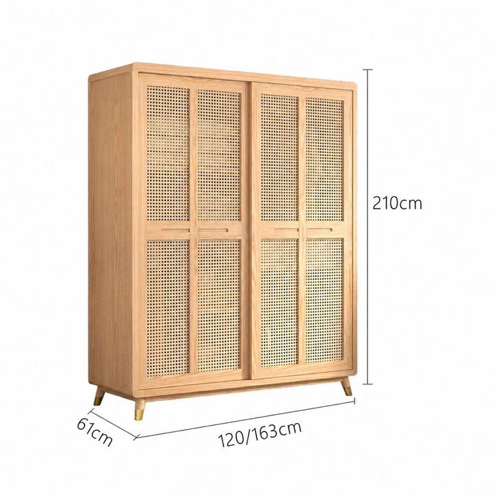 Dewi Japandi Rattan Wardrobe