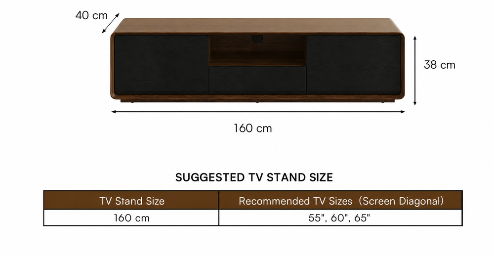 Dark Wood & Black / Standard / 160 cm