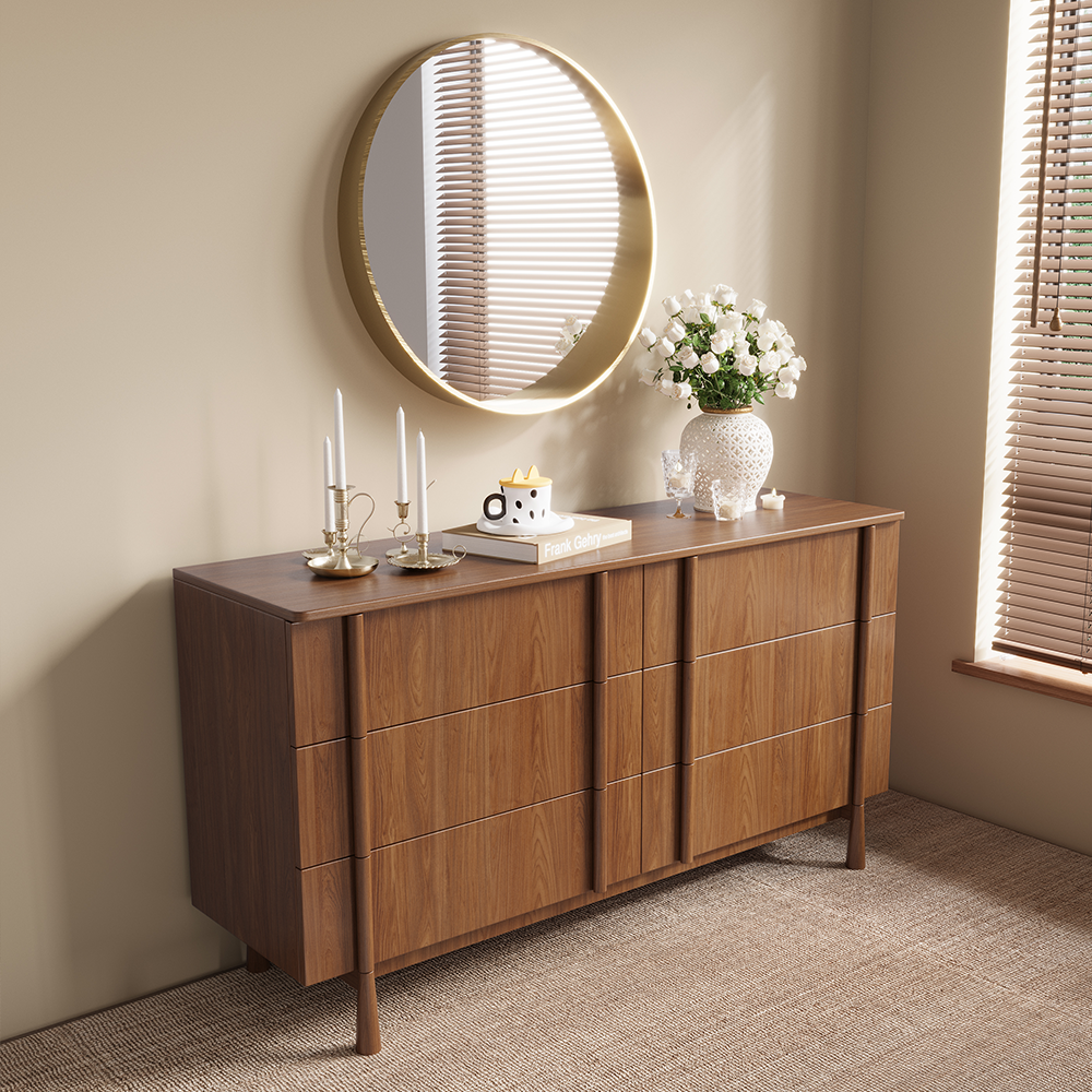 Elara 150 cm Mid-Century 6-Drawer Dresser