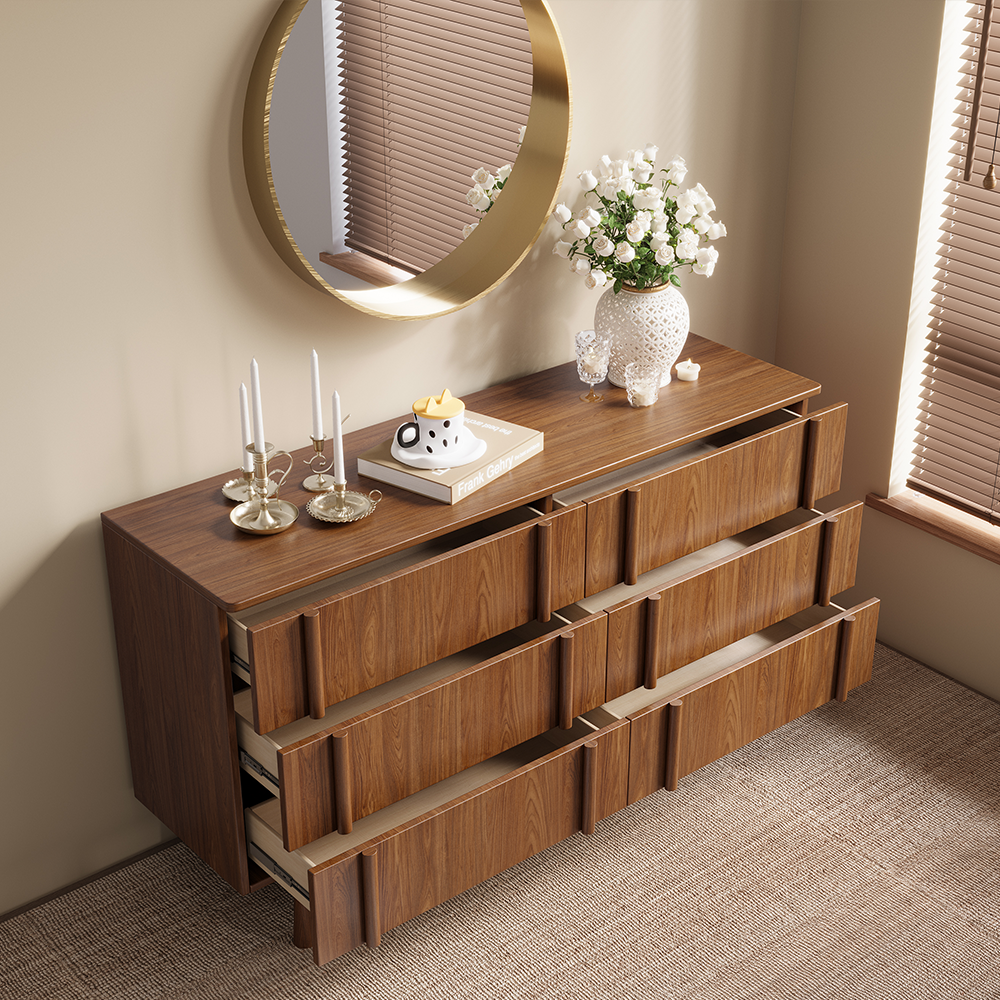 Elara 150 cm Mid-Century 6-Drawer Dresser
