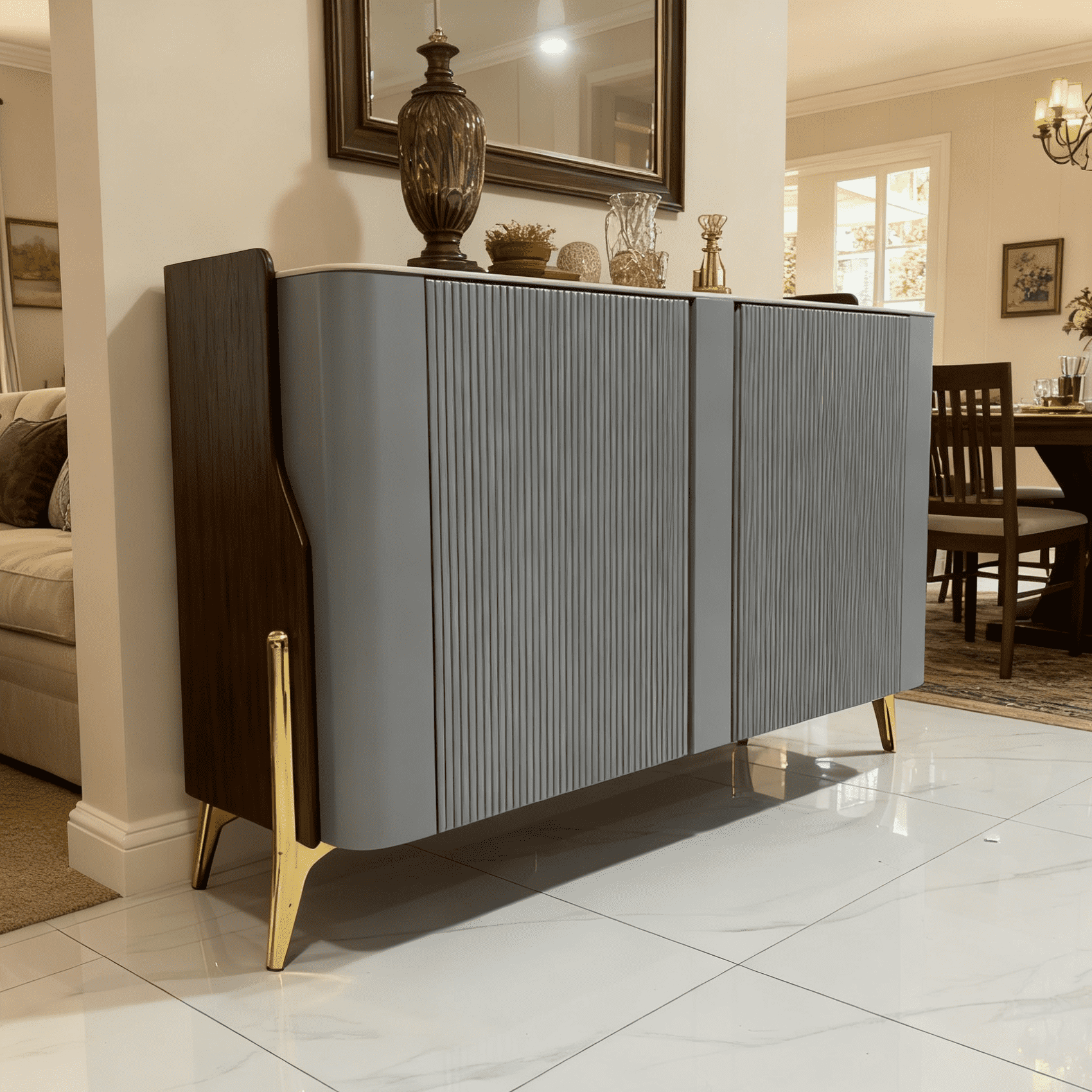 Solara Modern Storage Sideboard with Sintered Stone Top