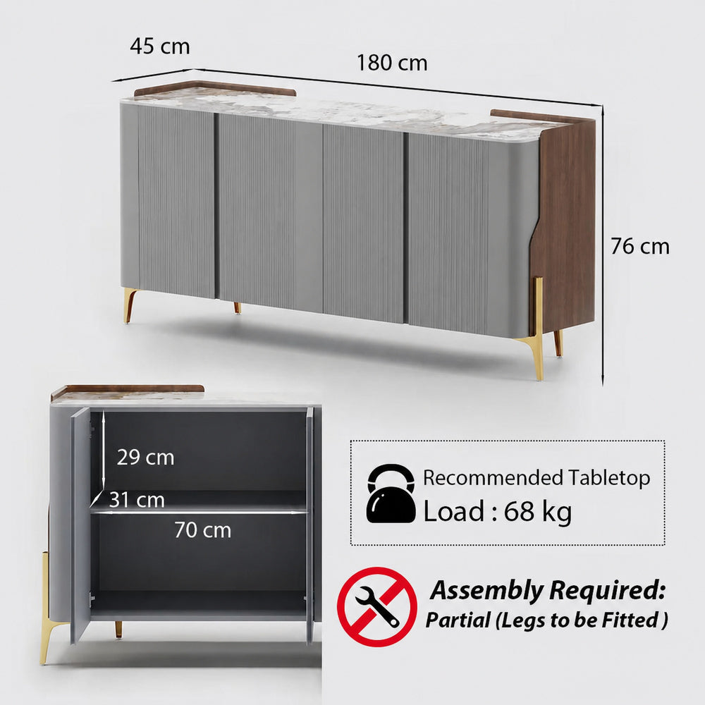 Solara Modern Storage Sideboard with Sintered Stone Top