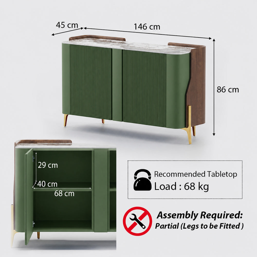 Solara Modern Storage Sideboard with Sintered Stone Top