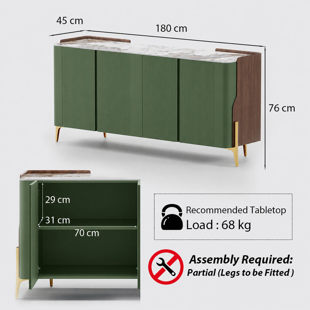 Solara Modern Storage Sideboard with Sintered Stone Top