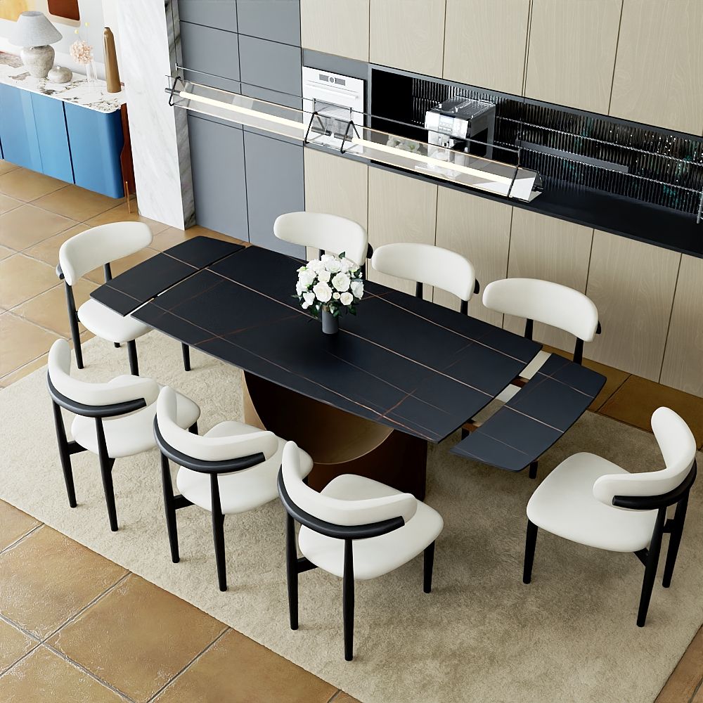 Hobart Extendable Glossy Sintered Stone Rectangular Dining Table