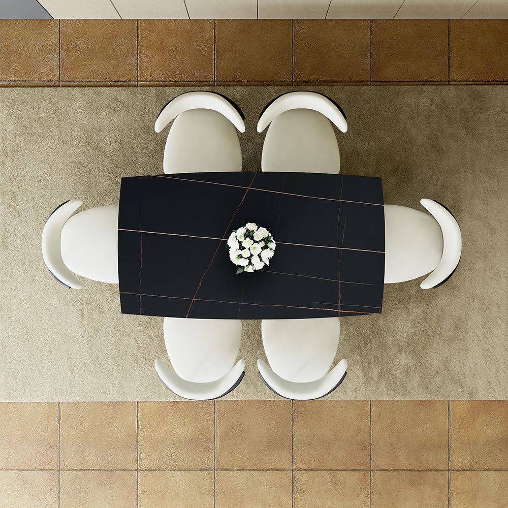 Hobart Extendable Glossy Sintered Stone Rectangular Dining Table