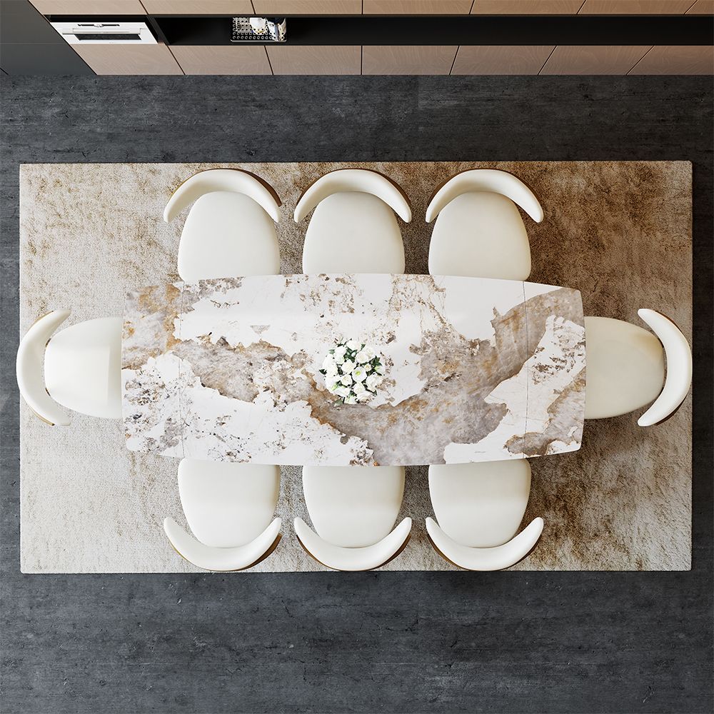 Hobart Extendable Glossy Sintered Stone Rectangular Dining Table