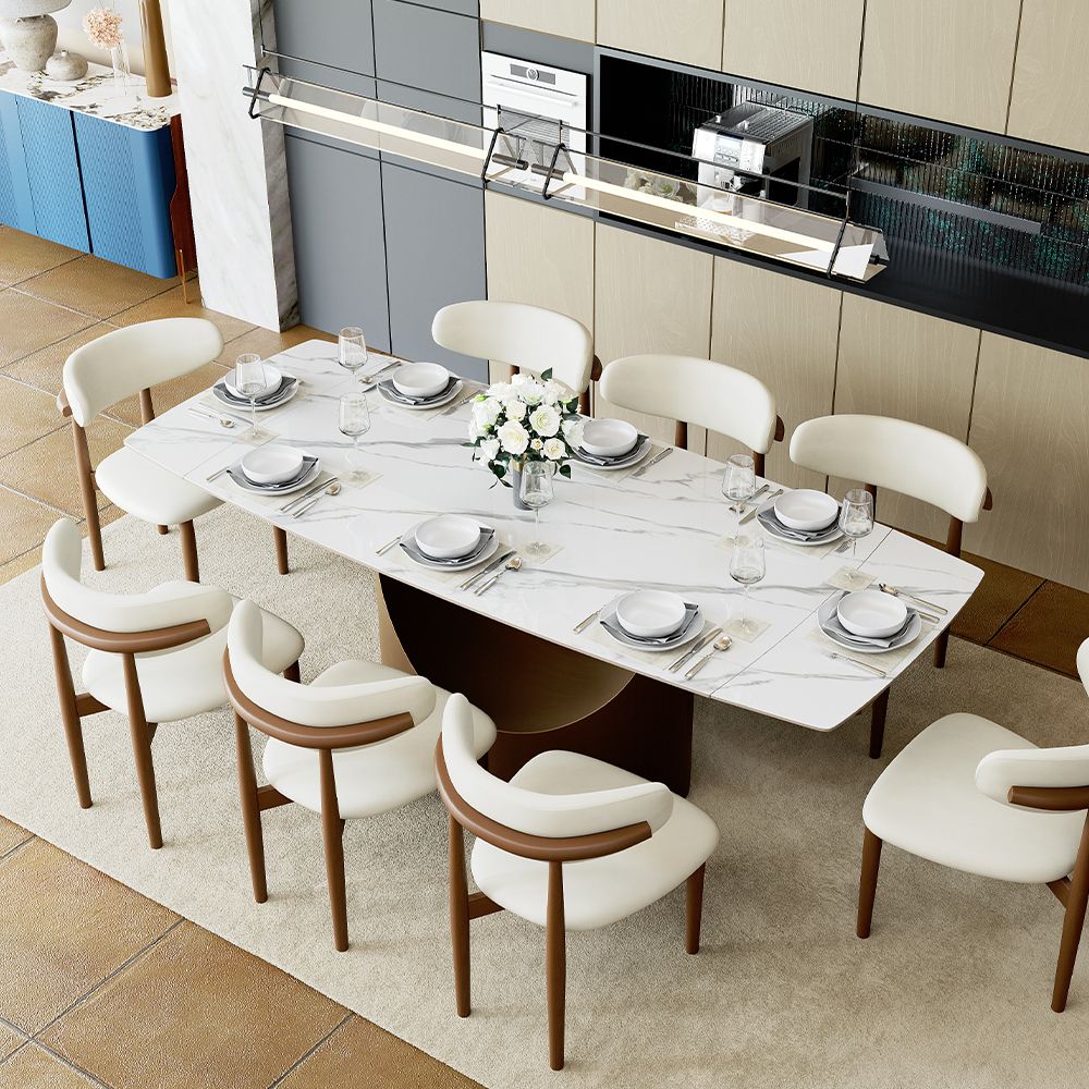 Hobart Extendable Glossy Sintered Stone Rectangular Dining Table