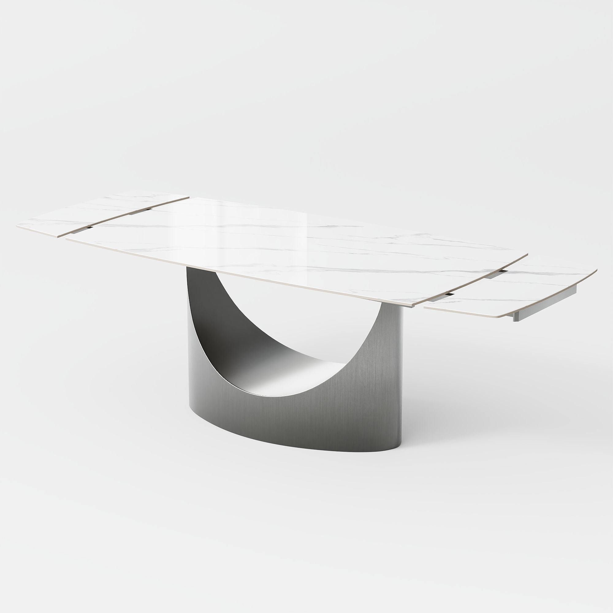 Hobart Extendable Glossy Sintered Stone Rectangular Dining Table