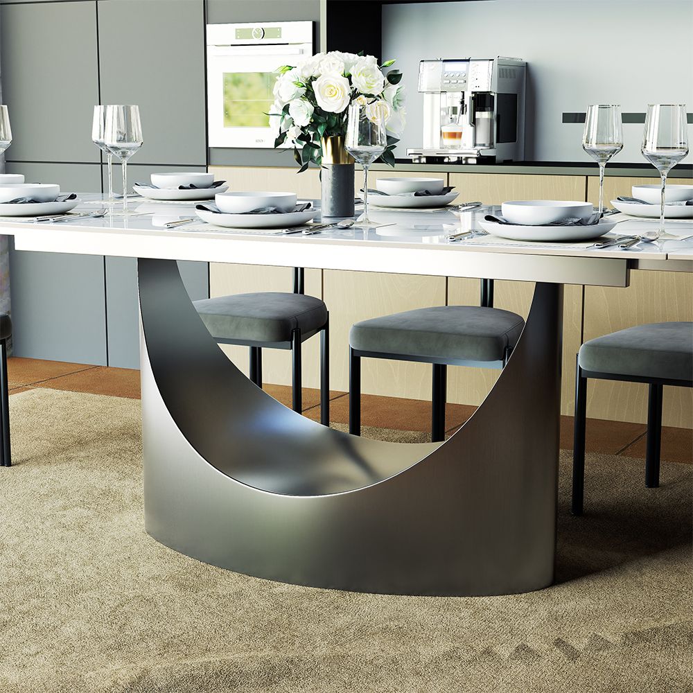 Hobart Extendable Glossy Sintered Stone Rectangular Dining Table
