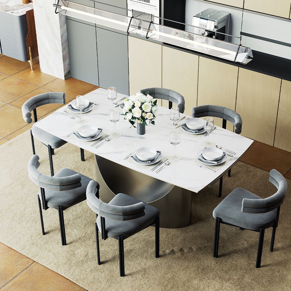 Hobart Extendable Glossy Sintered Stone Rectangular Dining Table
