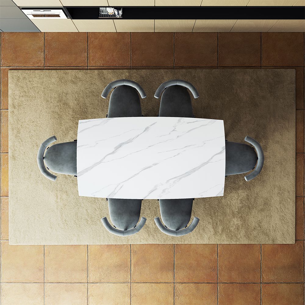 Hobart Extendable Glossy Sintered Stone Rectangular Dining Table