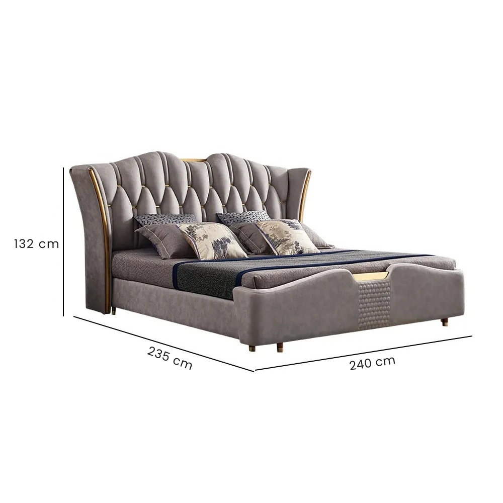 Norva Luxe Tufted Wingback Upholstered Bed
