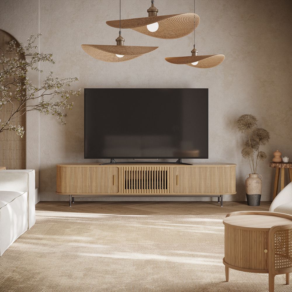 Solvra Mid-Century Tambour Door TV Stand