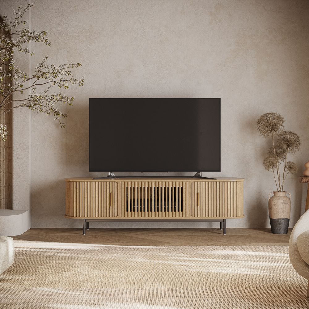 Solvra Mid-Century Tambour Door TV Stand