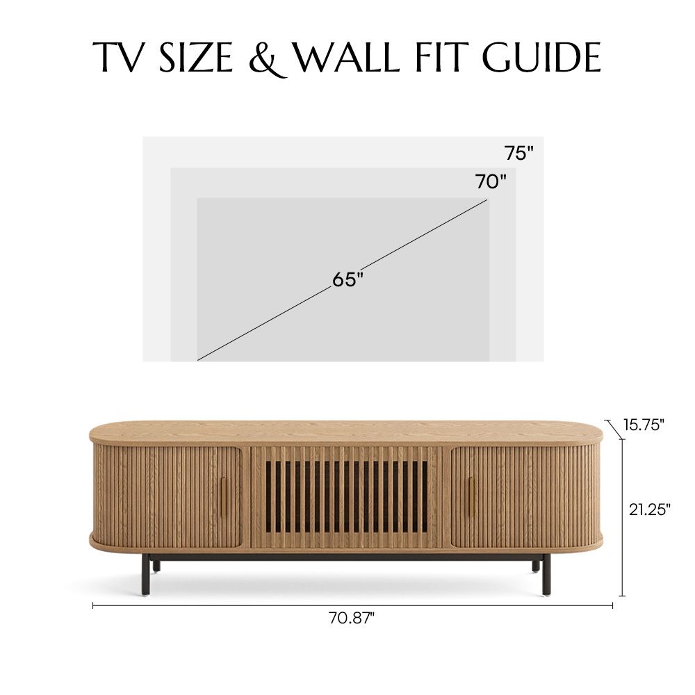 Solvra Mid-Century Tambour Door TV Stand