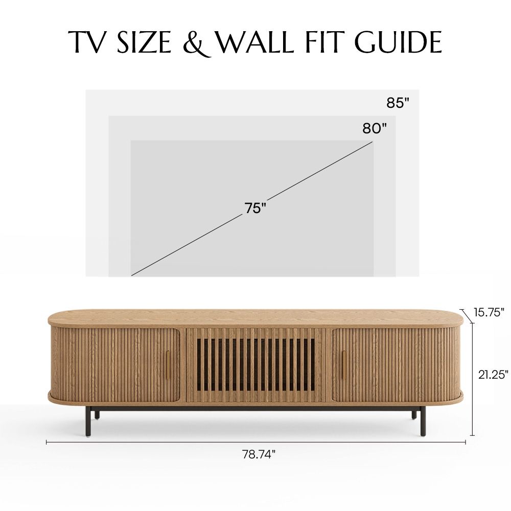 Solvra Mid-Century Tambour Door TV Stand