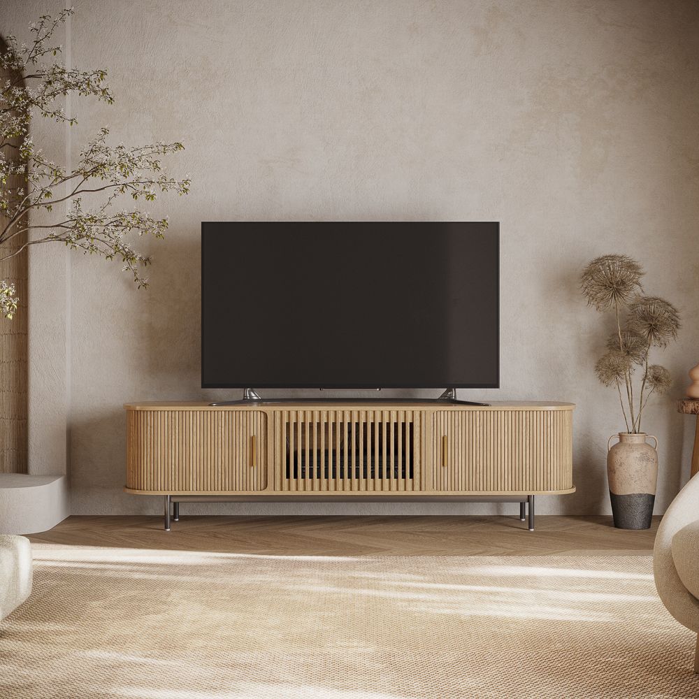 Solvra Mid-Century Tambour Door TV Stand