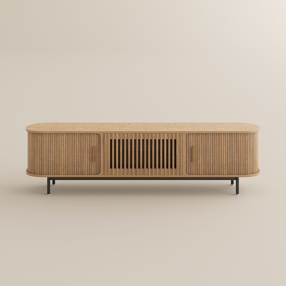 Solvra Mid-Century Tambour Door TV Stand