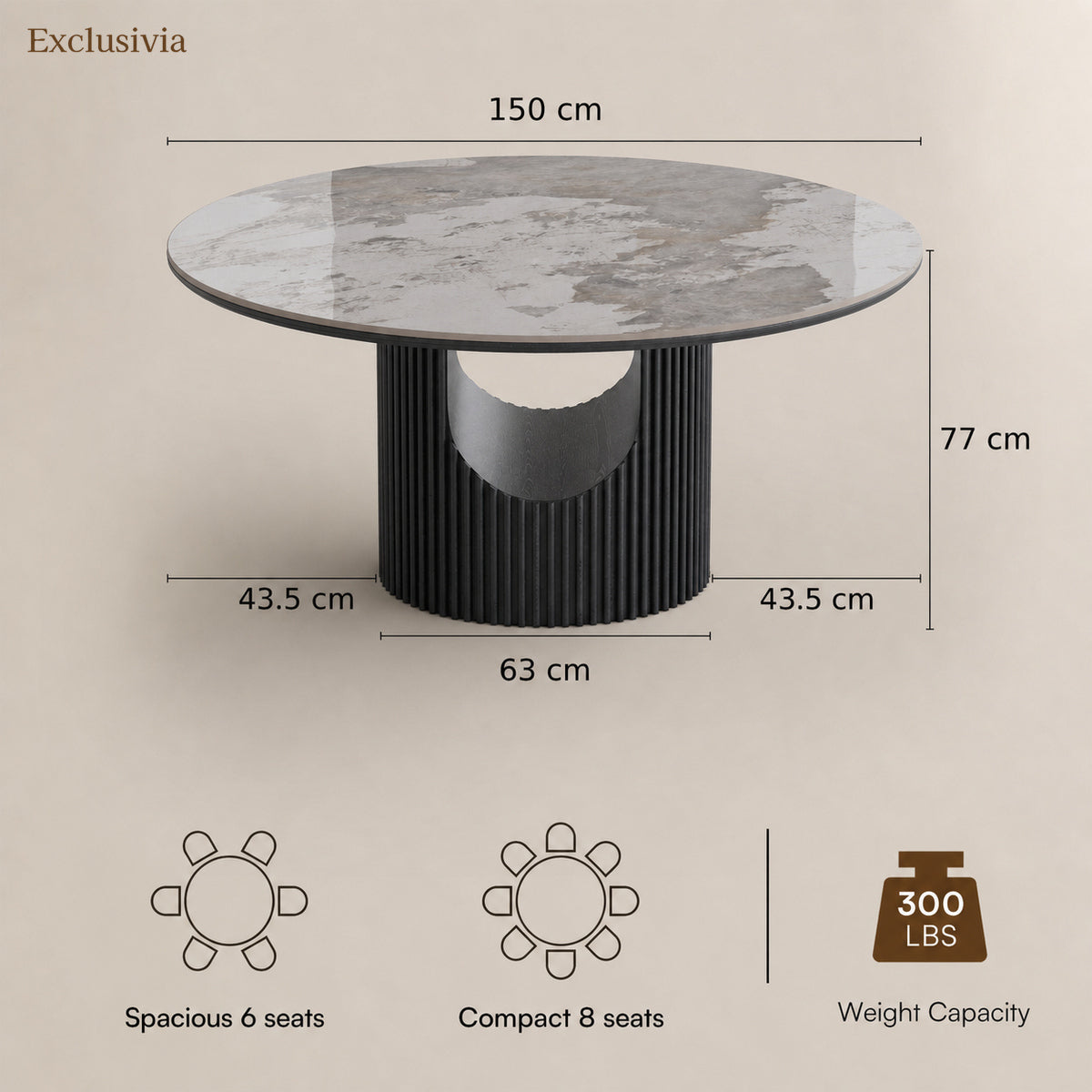 Silva Round Sintered Stone Dining Table