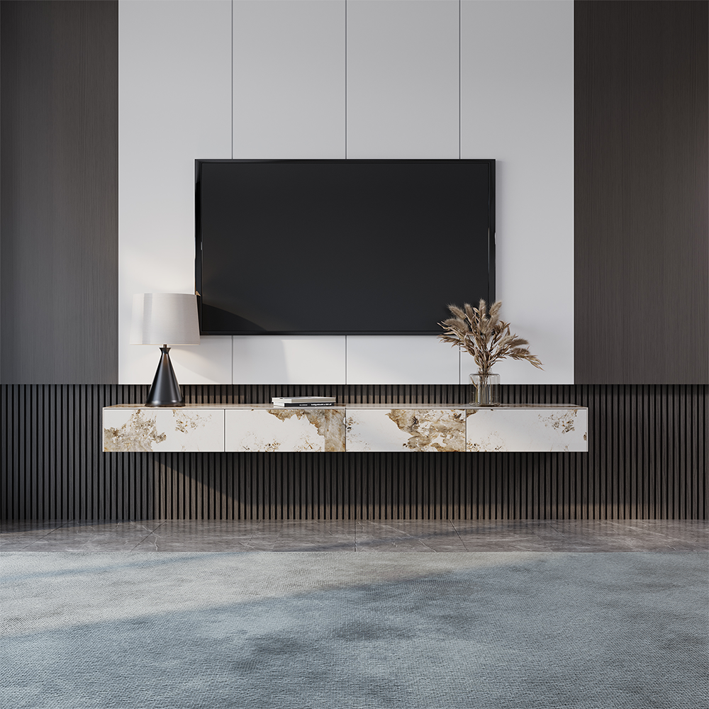 Float Modern Sintered Stone Floating TV Console
