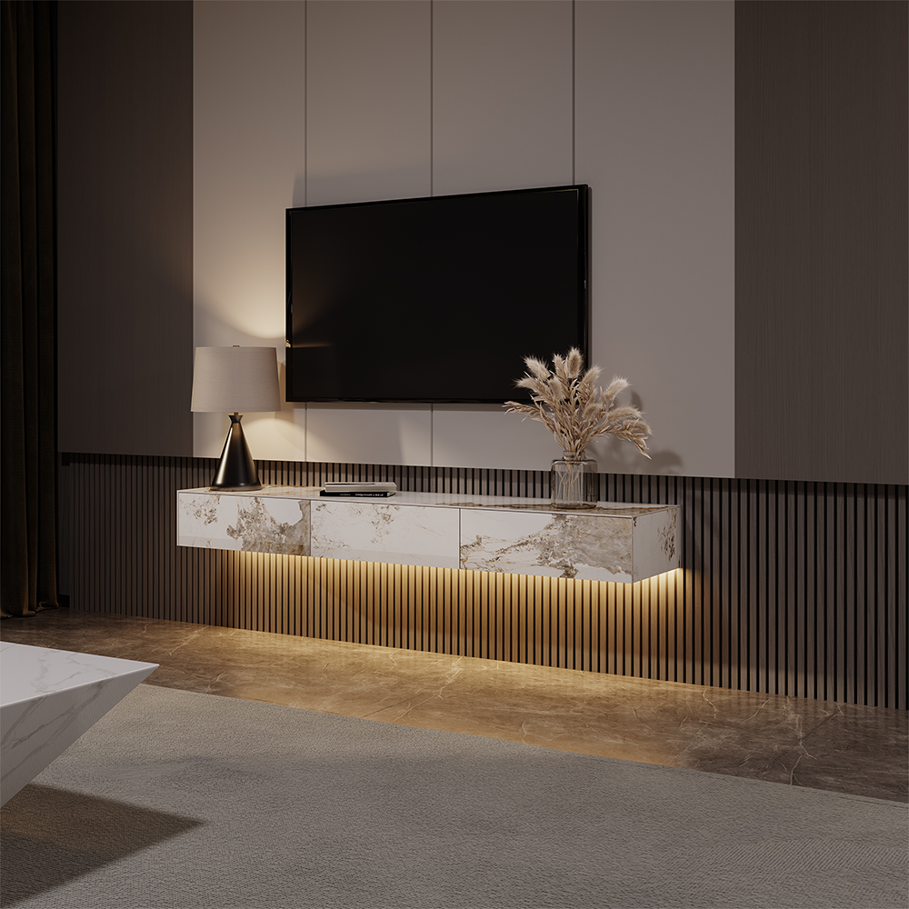 Float Modern Sintered Stone Floating TV Console