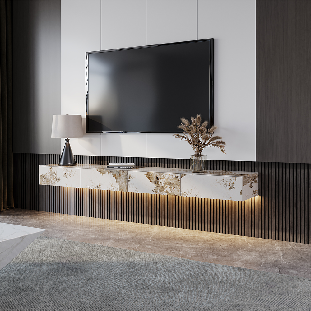 Float Modern Sintered Stone Floating TV Console