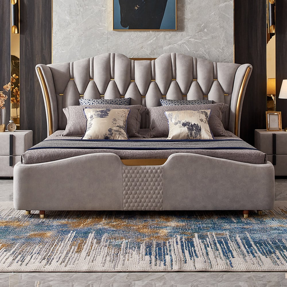 Norva Luxe Tufted Wingback Upholstered Bed