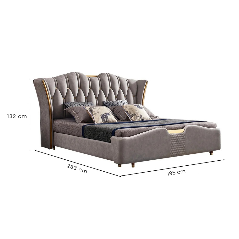 Norva Luxe Tufted Wingback Upholstered Bed