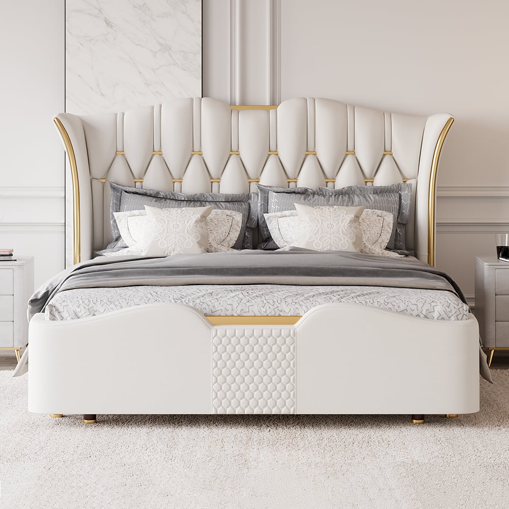 Norva Luxe Tufted Wingback Upholstered Bed