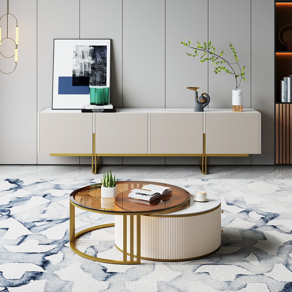 Auro Sintered Stone Fluted TV Console