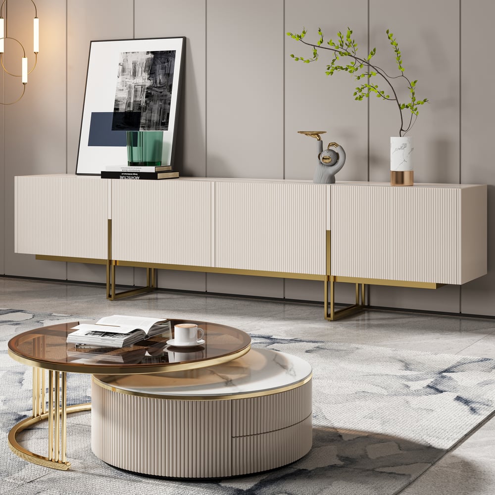 Auro Sintered Stone Fluted TV Console