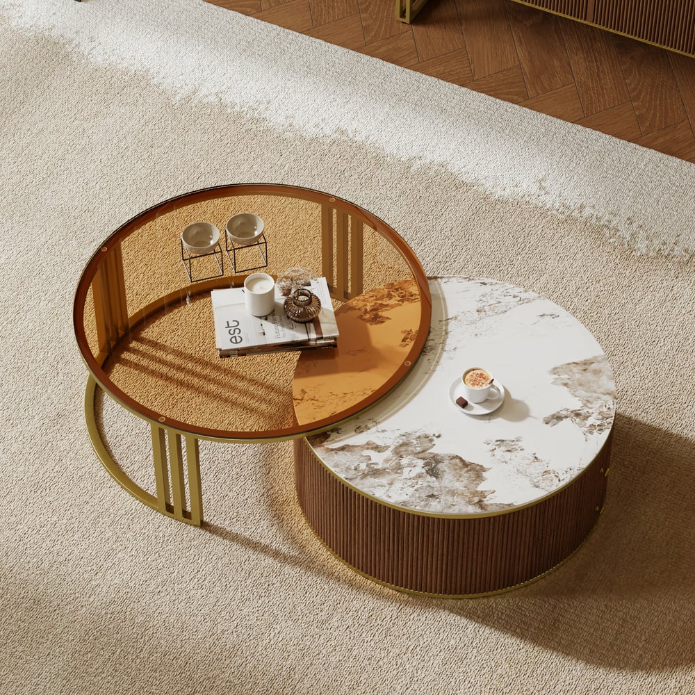 Auro Sintered Stone Fluted TV Console