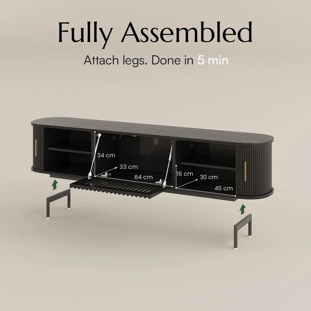 Solvra Mid-Century Tambour Door TV Stand