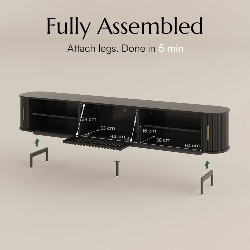 Solvra Mid-Century Tambour Door TV Stand