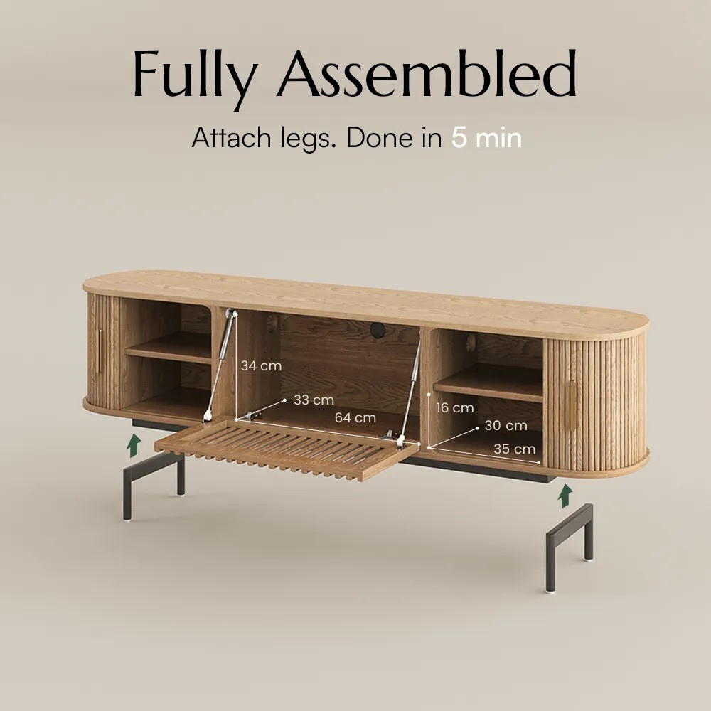 Solvra Mid-Century Tambour Door TV Stand