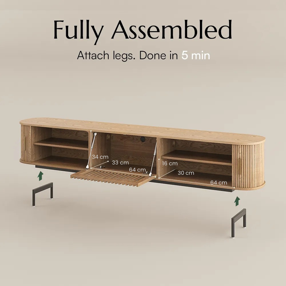 Solvra Mid-Century Tambour Door TV Stand