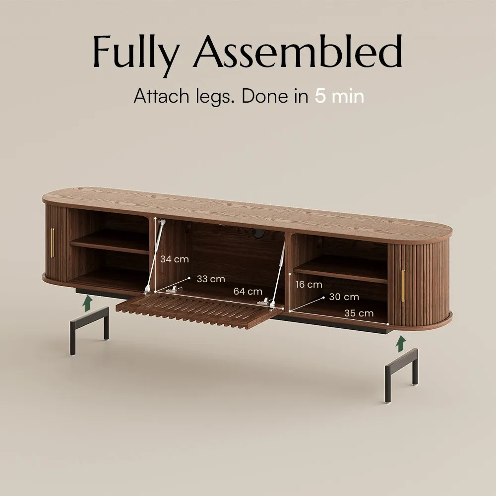 Solvra Mid-Century Tambour Door TV Stand