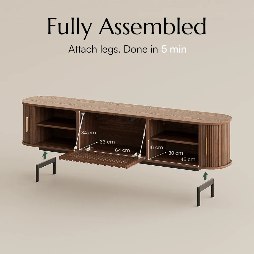 Solvra Mid-Century Tambour Door TV Stand