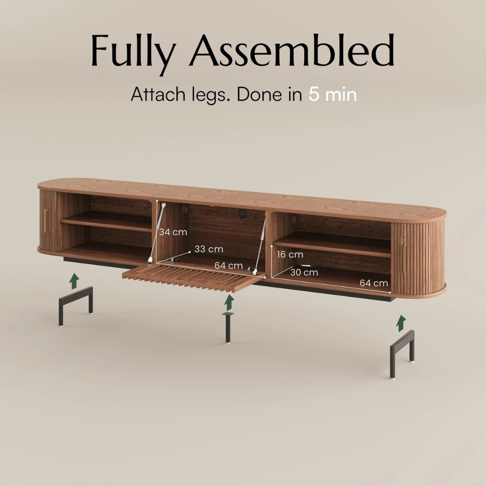 Solvra Mid-Century Tambour Door TV Stand