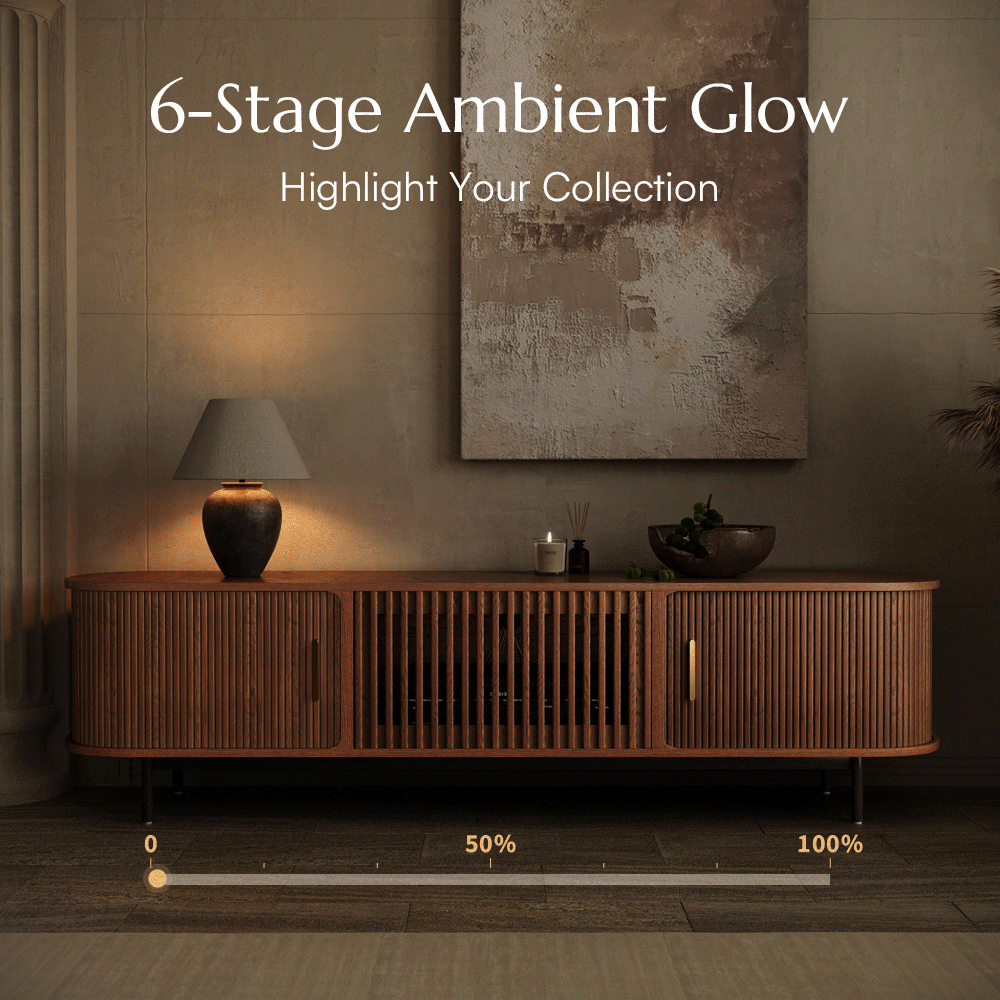 Solvra Mid-Century Tambour Door TV Stand