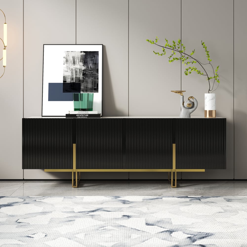 Auro Sintered Stone Fluted TV Console