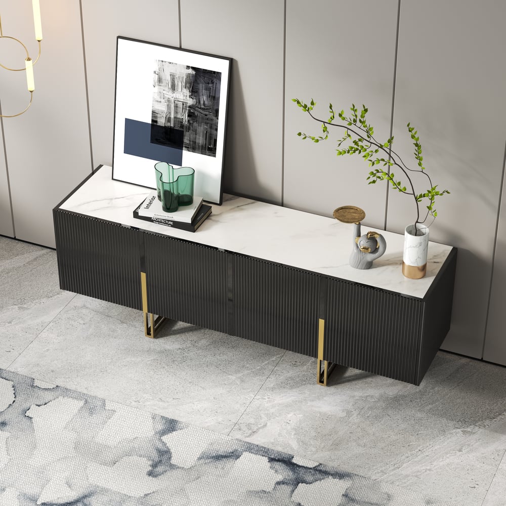 Auro Sintered Stone Fluted TV Console