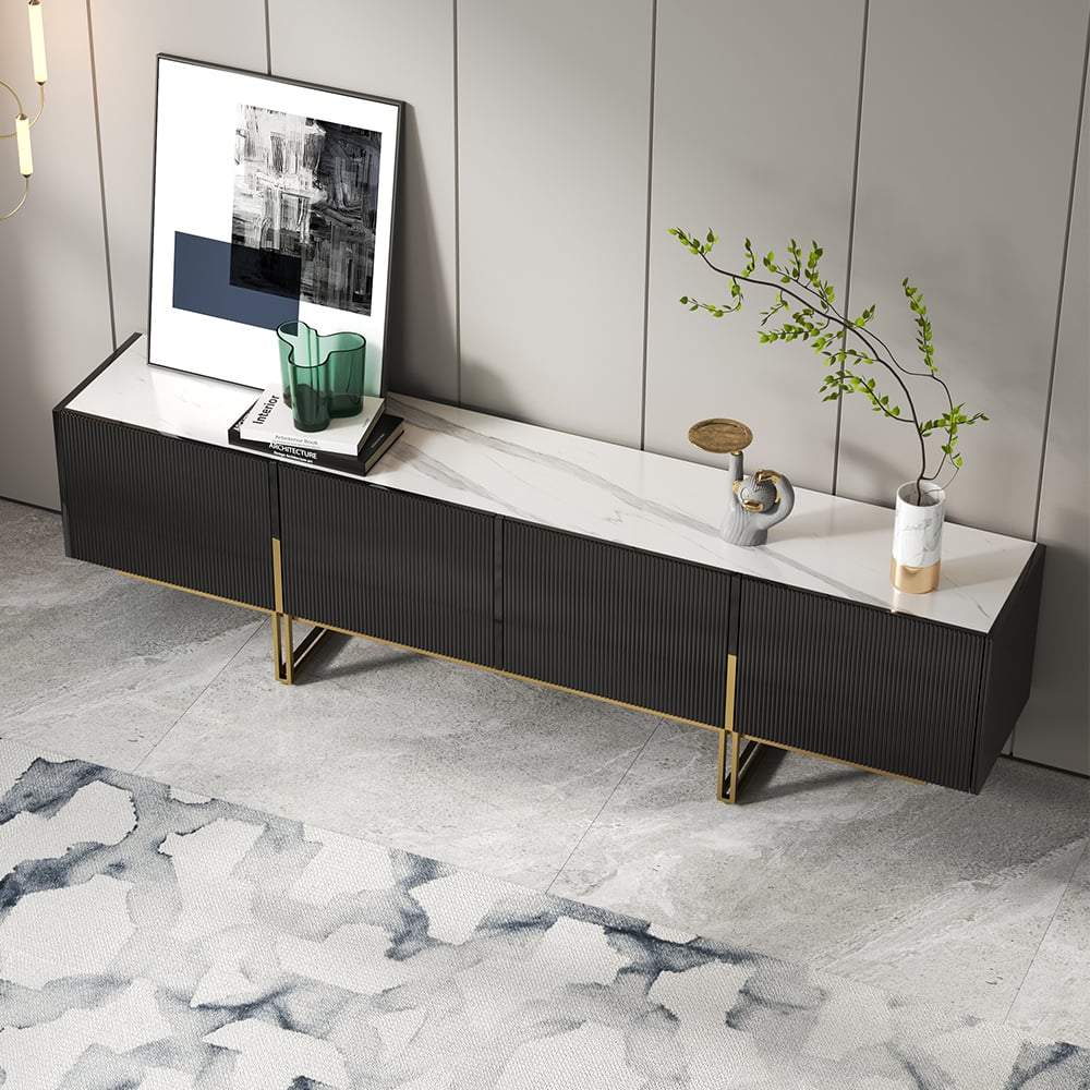 Auro Sintered Stone Fluted TV Console