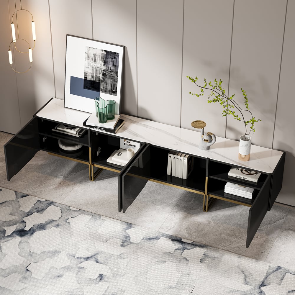 Auro Sintered Stone Fluted TV Console