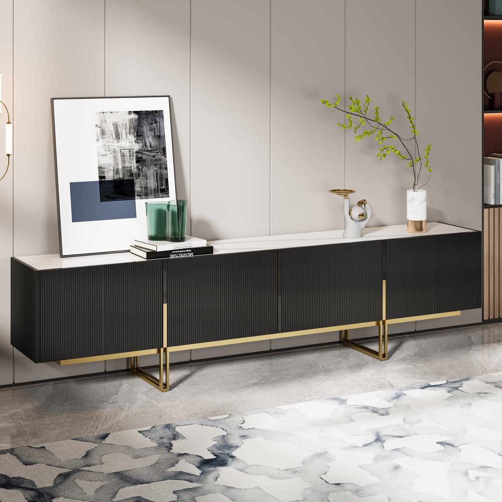 Auro Sintered Stone Fluted TV Console